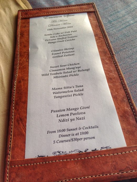 Emerson Spice Menu