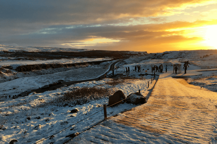 Gullfoss Waterfall in the snow