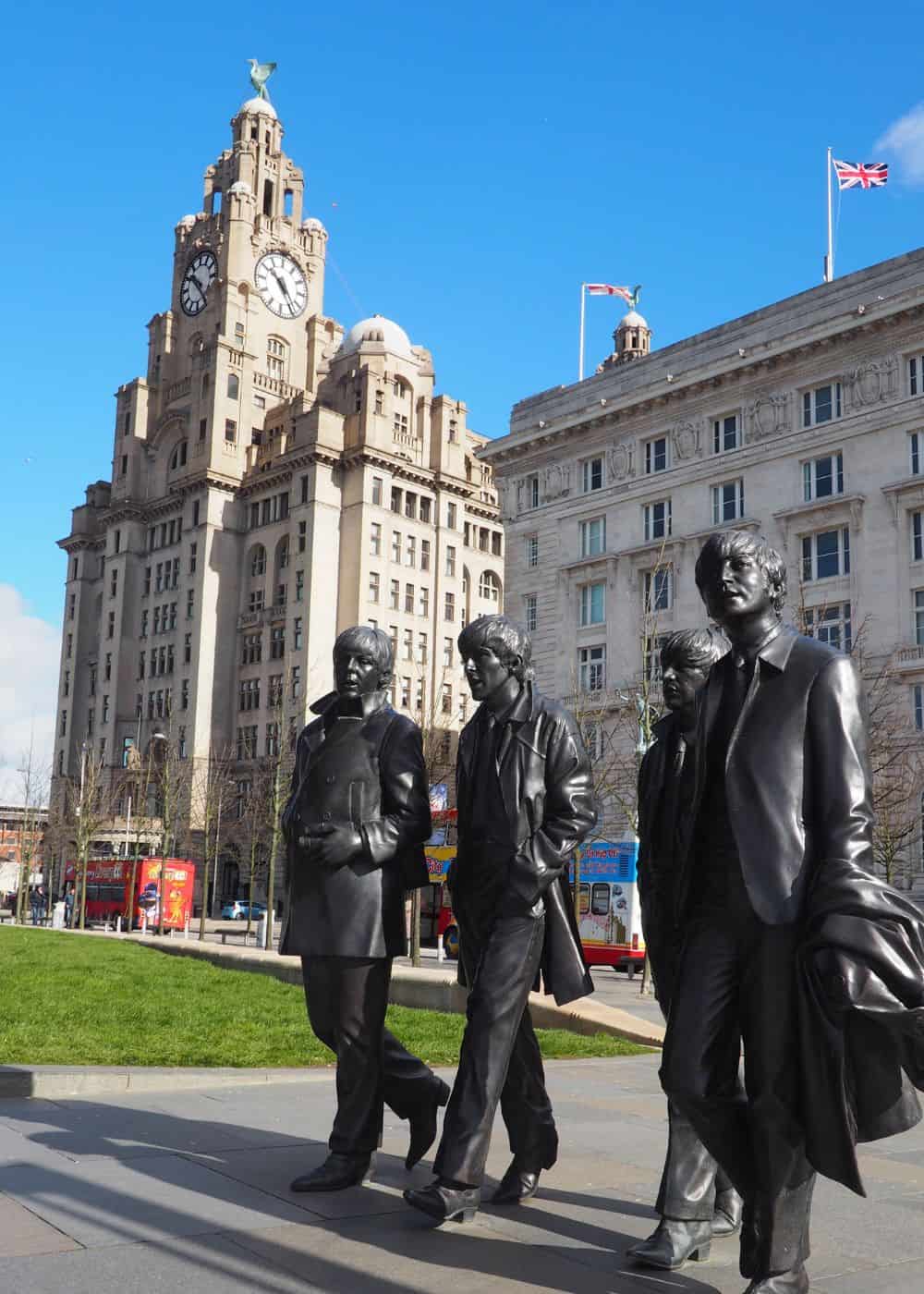 Liver Building & Beatles Statue, Liverpool