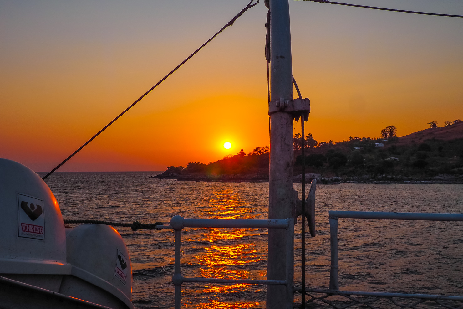 Sunset from the Ilala ferry on Lake Malawi.