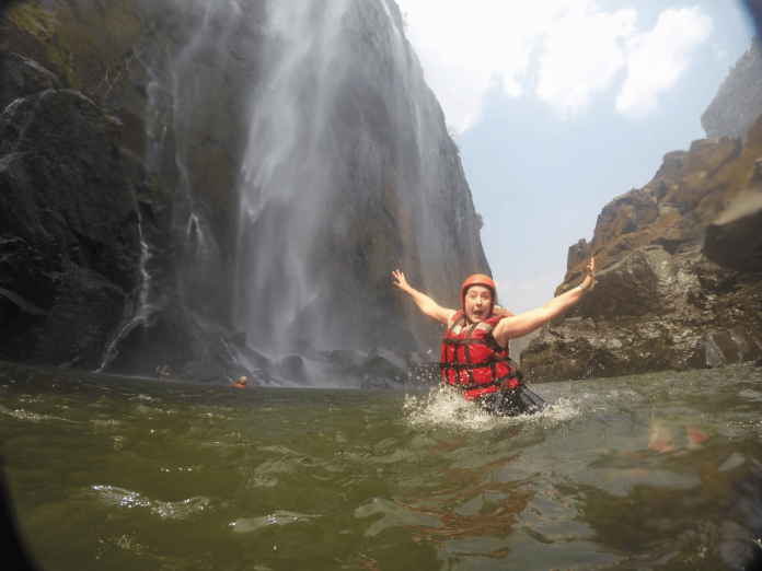 Under the Falls: Swimming at the bottom of Victoria Falls.