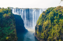 View of Victoria Falls from the Zim Zam Bridge.