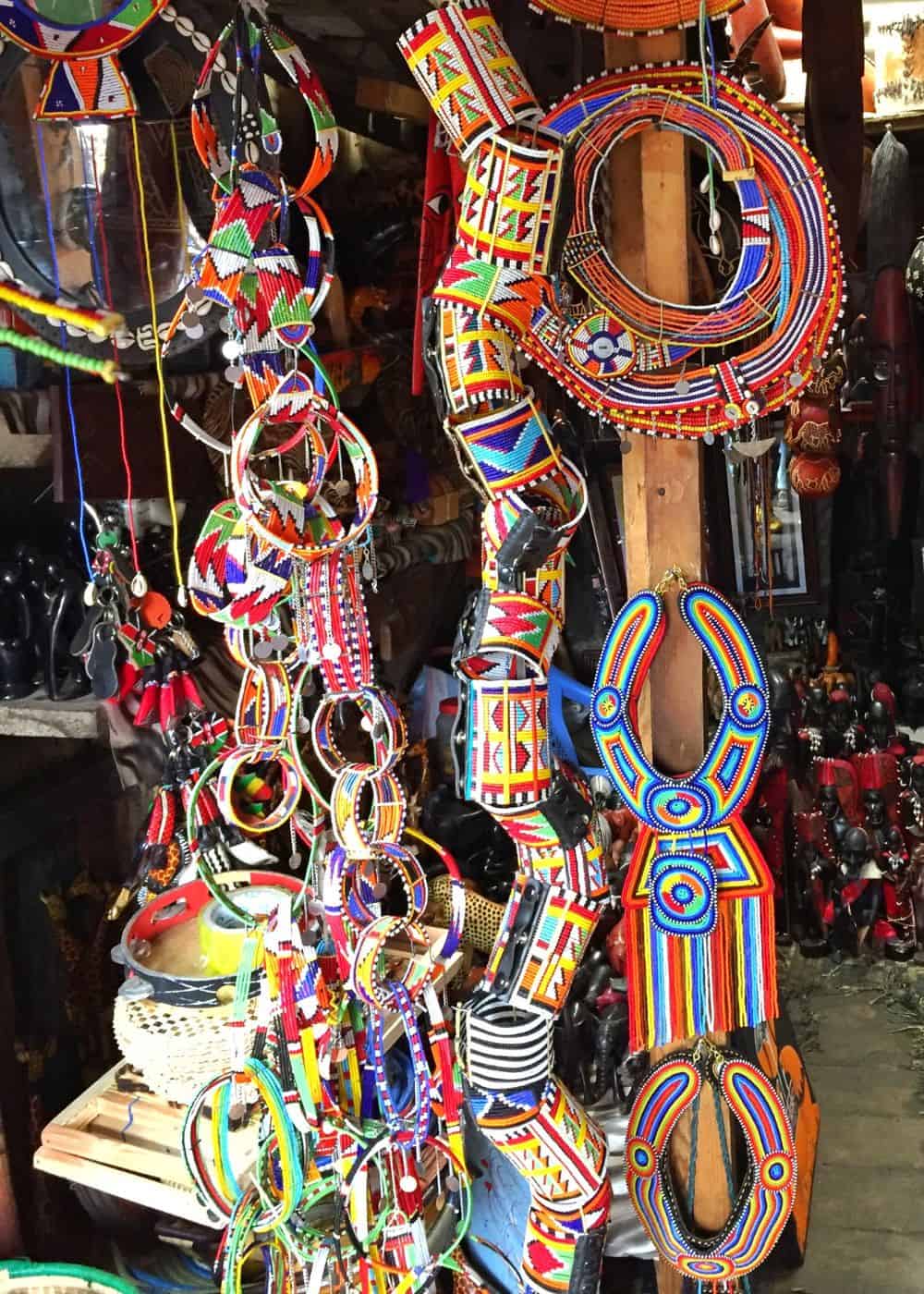 Colourful beaded jewellery at a Maasai Market in Nairobi