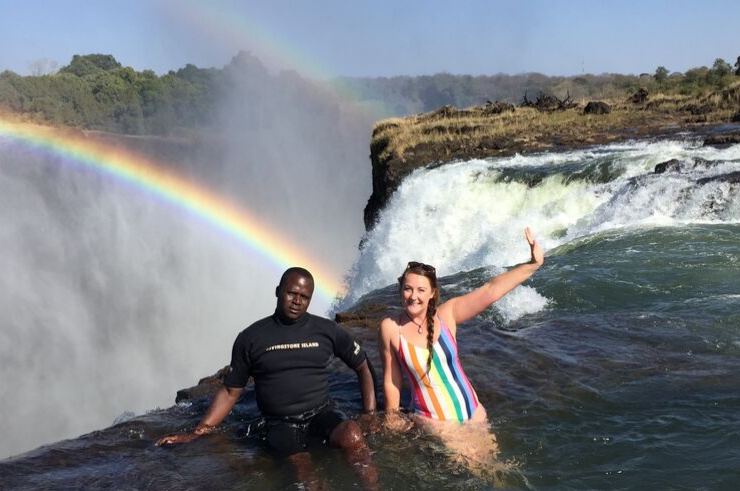 Rainbow at the Devil's Pool in Livingstone Zambia