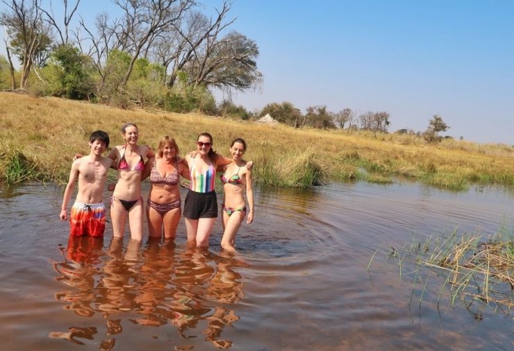 Swimming in the Okavango Delta, Botswana