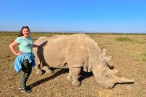 Helen in Wonderlust with Najin, one of the last Northern White Rhinos