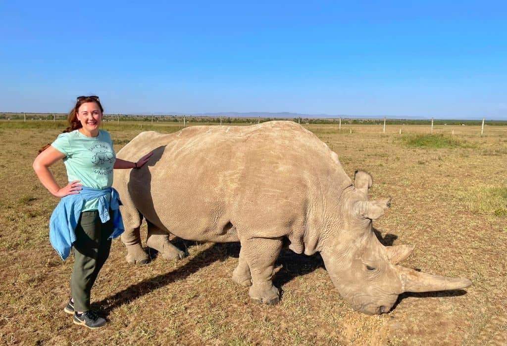 Helen in Wonderlust with Najin, one of the last Northern White Rhinos