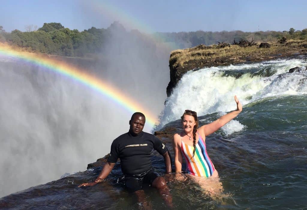 Girl at the Devil's Pool, Zambia