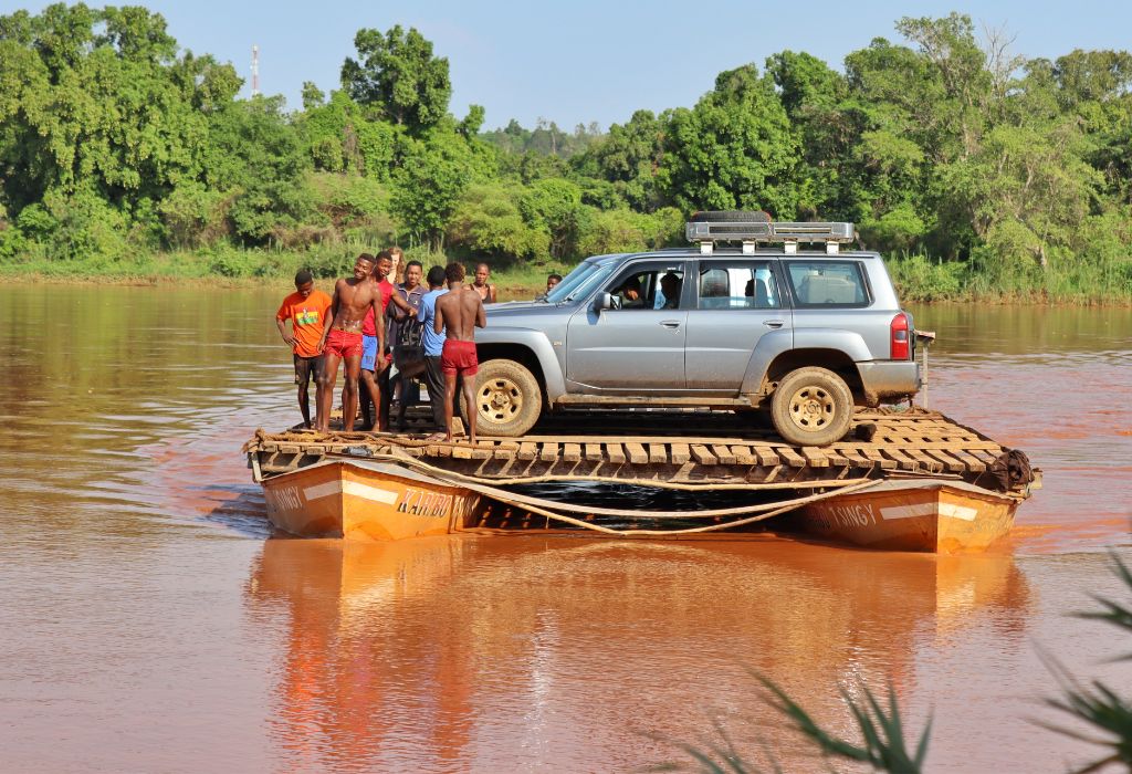 A Car Ferry River Crossing Madagascar