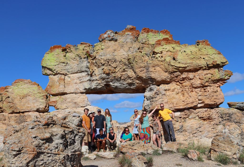 Group at the Isalo Window in Madagascar